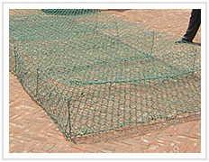 Woven wire gabion baskets with corrosion protection by galfan coating and green pvc coating