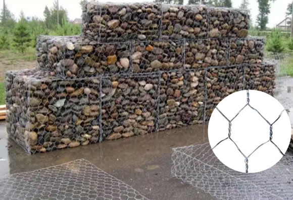 Hexagonal Hole Triple Twisted Mesh Basket Gabions